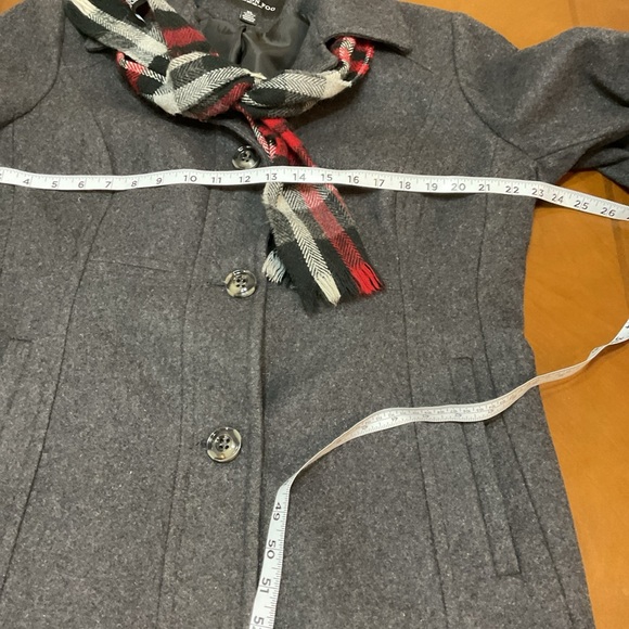 London Fog Womens Gray Wool Blend Long Sleeve Pea Coat With Scarf Size X-Large - Picture 14 of 15